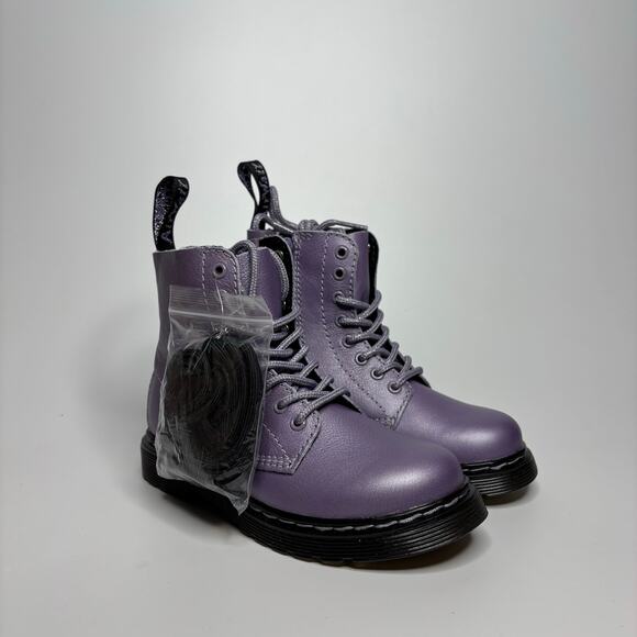 Dr. Martens Junior 1460 Pascal Leather Boots in Lavender Metallic Virginia Diva - Picture 5 of 9